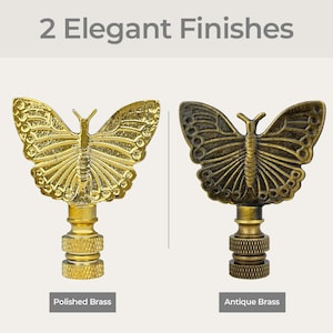 Royal Designs, Inc. Monarch Butterfly Lamp Finial for Lamp Shade - Antique or Polished Brass