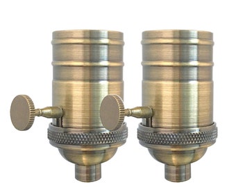 Royal Designs, Inc. On/Off Vintage Turn Knob Lamp Socket for Incandescent LED Bulbs, Antique Brass