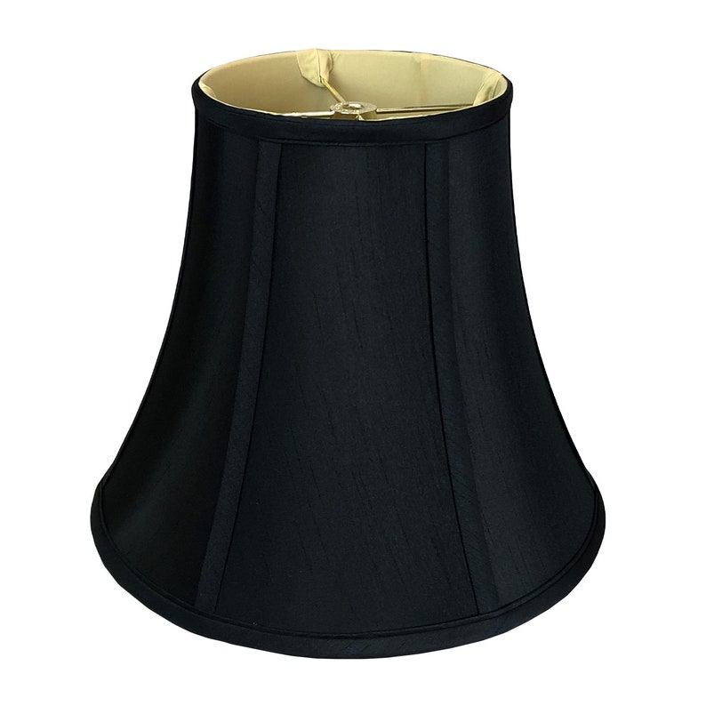 Regal Series True Bell Basic Lamp Shade Silk Shantung Fabric Black/Gold - Single