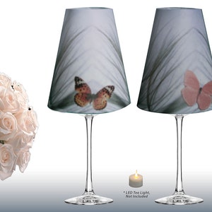 Butterfly on Beach Grass | Vellum Wine Glass Shade Tea Light Wrap - Set of 6