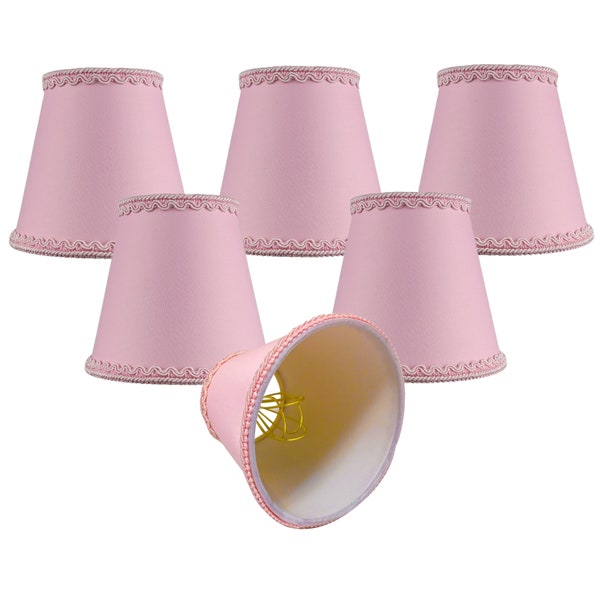 Royal Designs Pink Empire Chandelier Lamp Shade with Decorative Trim, 3" x 5" x 4.5", Clip-On
