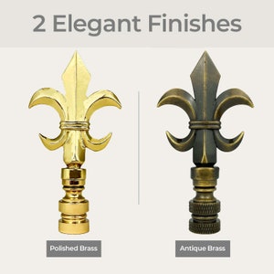 Royal Designs, Inc. Fleur De Lis Lamp Finial for Lamp Shade - Antique or Polished Brass