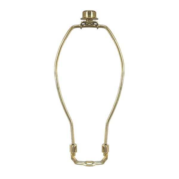 Royal Designs, Inc. Polished Brass Lamp Shade Harp Holder with Lamp Finial, DIY Repair/Replacement, Heavy Duty, For Table/Floor Lamps
