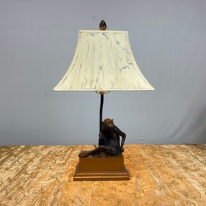 Royal Designs, Inc. Figurine Lamp - Rhesus Macaque Custom Hand Painted Gold Table Lamp