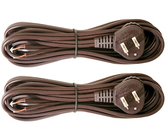 Royal Designs, Inc. Lamp Cord, Flat 2-Prong Plug, Polarized, DIY Repair/Replacement, Ready for Wiring, 8 Ft, Brown, SPT-1 UL Stamped