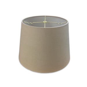 Royal Designs, Inc. Tapered Shallow Drum Hardback Lamp Shade, Linen Beige