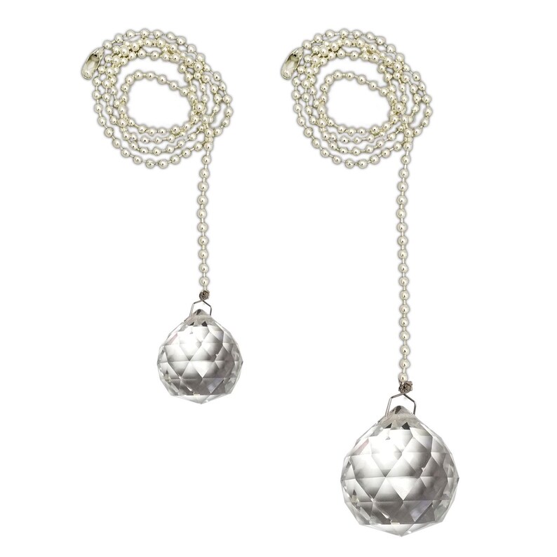 Royal Designs, Inc. Fan Pull Chain with Crystal Ball Faceted Pendant - Thumbnail 3