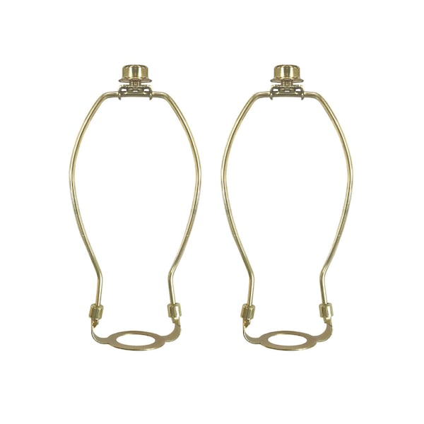 Royal Designs, Inc. Set of 2 Polished Brass UNO Socket Lamp Harp Holder with Lamp Finial, DIY Repair/Replacement, For Table/Floor Lamps