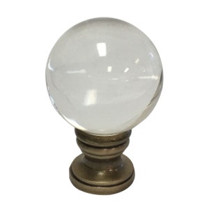 Royal Designs, Inc. Clear Crystal Ball Lamp Finial with Antique Brass Base