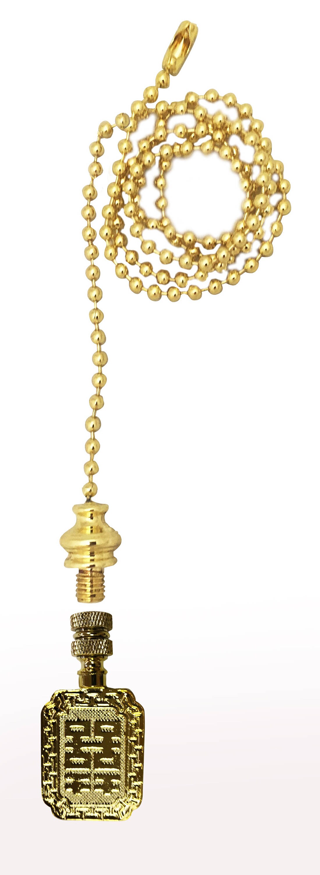Royal Designs, Inc. Fan Pull Chain With Chinese Joy Symbol Finial, Polished Brass