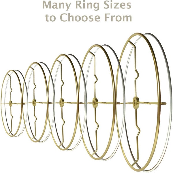 Royal Designs, Inc. Metal Ring Set for DIY Drum Lamp Shade - US Style Spider Fitting for Lamp Harp Connection, Polished Brass