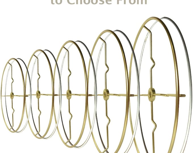 Royal Designs, Inc. Metal Ring Set for DIY Drum Lamp Shade - US Style Spider Fitting for Lamp Harp Connection, Polished Brass