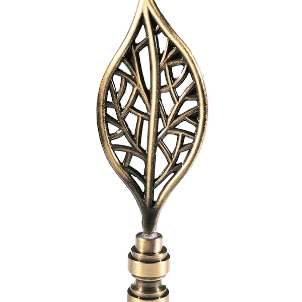 Royal Designs, Inc. Decorative Leaf Lamp Finial, Antique Brass
