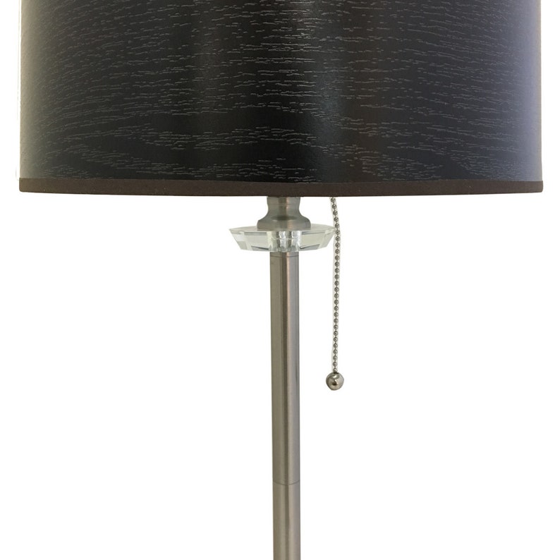 Royal Designs 28 Crystal and Brushed Nickel Lamp with Black Wood Texture Hardback Lamp Shade
