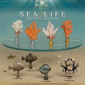 Royal Designs, Inc. Sea Life Lamp Finials, Multiple Styles and Finishes
