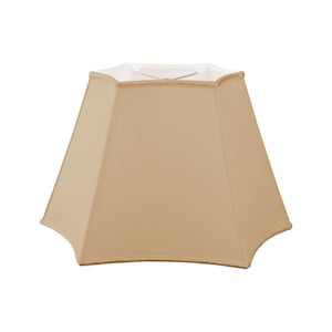 May include: A beige lampshade with a scalloped edge. The lampshade is made of fabric and has a simple, elegant design.