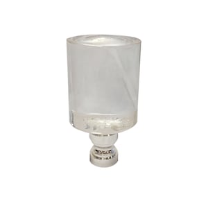 Royal Designs, Inc. Cylinder Clear Lamp Finial with Polished Silver Base - Short or Tall Styles