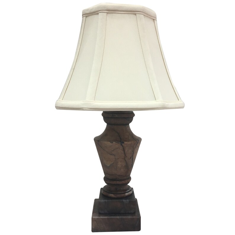 Le Square Base Mini Alabaster Lamp With Cut Corner Eggs Shade