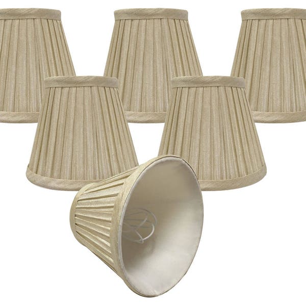 Royal Designs, Inc. Chandelier Shades - 3" x 5" x 4.5" - Pleated Empire - Beige - Clip-On