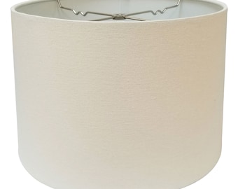 Royal Designs, Inc. Shallow Drum Hardback Linen Eggshell Lamp Shade with Nickel Plated Spider, 13 x 14 x 9