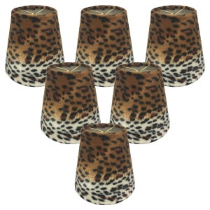 5&quot; Black & Brown Small Leopard Print Chandelier Lampshade - 3 x 5 x 4.5 (double clip)