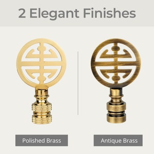 Royal Designs, Inc. Oriental Happiness Symbol Lamp Finial for Lamp Shade - Antique or Polished Brass