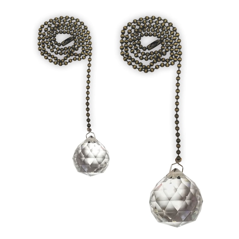Royal Designs, Inc. Fan Pull Chain with Crystal Ball Faceted Pendant