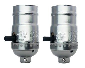 Royal Designs, Inc. Push Through Lamp Socket for Incandescent or LED Bulbs, Polished Nickel Finish