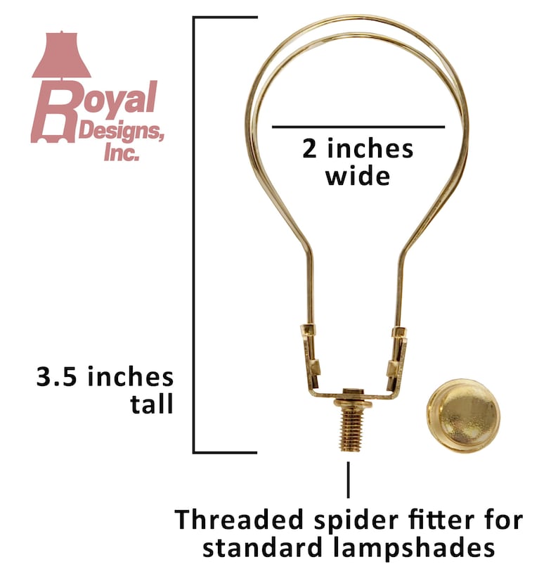 Royal Designs, Inc. Heavy Duty Lampshade Clip Adapter with Finial for Round Light Bulbs, Polished Brass Bild 5