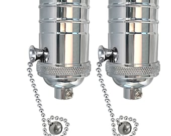 Royal Designs, Inc. Vintage Pull Chain Lamp Socket for Incandescent LED Bulbs, Polished Nickel