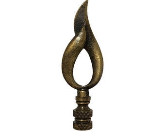 Royal Designs, Inc. Modern Flame Design Lamp Finial, Antique Brass