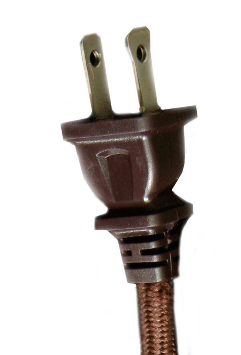 Royal Designs, Inc. Rayon Lamp Cord, Molded 2-Prong Plug, DIY Repair/Replacement, Ready for Wiring, 8 Ft, Brown, SPT-1 UL Stamped image 3
