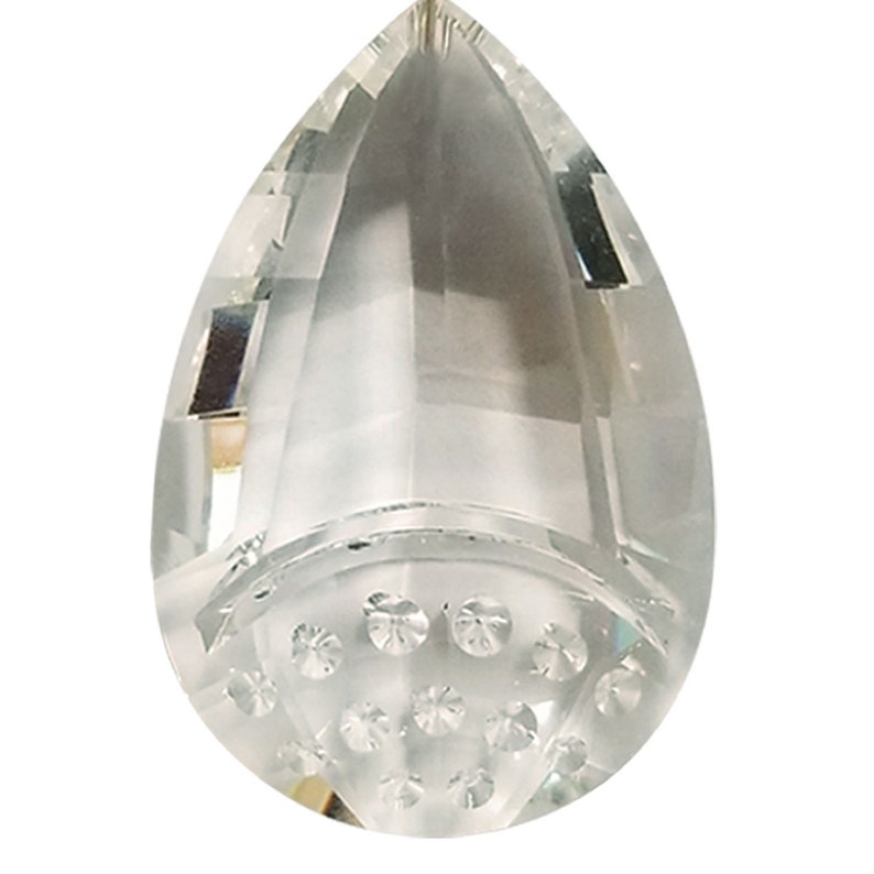 Fan Pull Chain with Balloon Shaped Crystal Faceted Pendant
