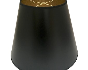 Royal Designs, Inc. Deep Empire Hardback Parchment Shades, Black with Gold Lining