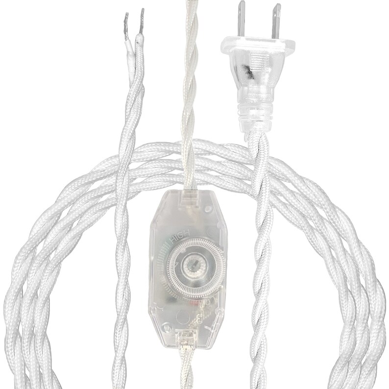 Royal Designs, Inc. 8Ft Twisted Rayon Lamp Cord with NEMA-15P Plug, Dimmer Switch, Stripped Ends Ready for Wiring, SPT-1 UL Listed image 5