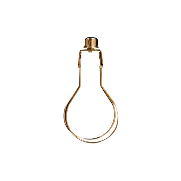 Royal Designs, Inc. Heavy Duty Lampshade Clip Adapter with Finial for Round Light Bulbs, Polished Brass