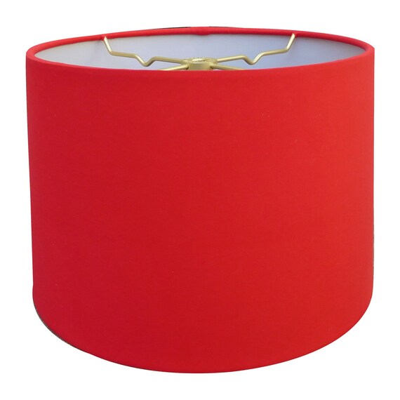 Royal Designs Shallow Drum Hardback Red Lamp Shade Shallow Drum Hardback Red Lamp Shade