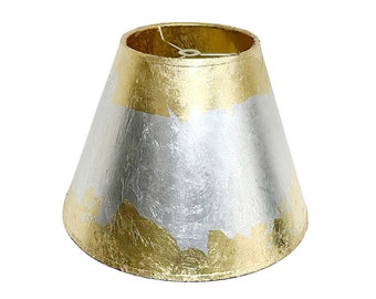 Royal Designs, Inc. Deep Empire Two Tone Gold Leaf and Silver Leaf Lampshade, Handmade in USA