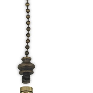 Royal Designs, Inc. Fan Pull Chain with Hand Carved Caste Floral Finial, Antique Brass