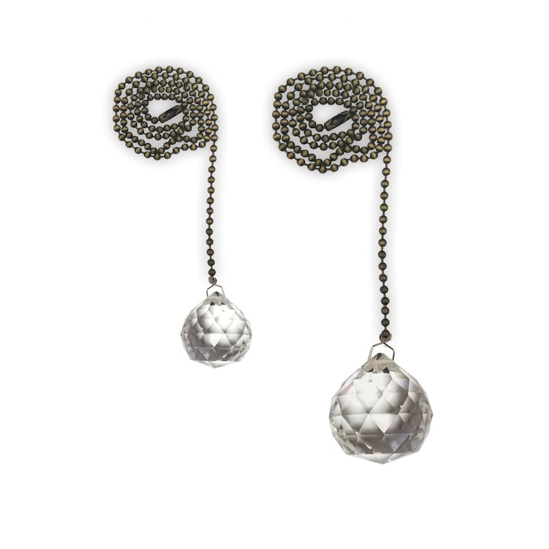 Royal Designs, Inc. Fan Pull Chain with Crystal Ball Faceted Pendant - Thumbnail 5