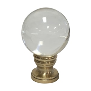 Royal Designs, Inc. Clear Crystal Ball Lamp Finial with Polished Brass Base