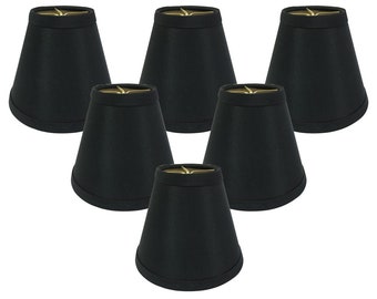 Royal Designs, Inc. Black Hardback Empire Chandelier Lamp Shade with Gold Lining, 3" x 6" x 4.5", Clip On