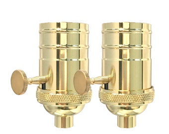 Royal Designs, Inc. 3 Way Vintage Turn Knob Lamp Socket for Incandescent LED Bulbs, Polished Brass
