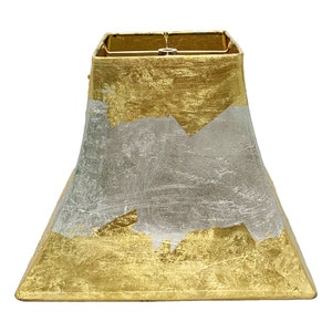 Royal Designs, Inc. Square Bell Two Tone Gold Leaf and Silver Leaf Lampshade, Handmade in USA