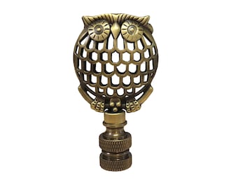 Royal Designs, Inc. Decorative Owl Lamp Finial, Antique Brass
