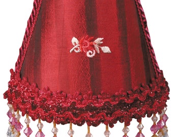 Royal Designs, Inc. Beaded Victorian Nightlight with Designer Fabric & Trim Designs - Two Tone Burgundy