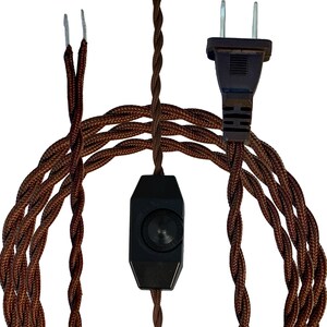 Royal Designs, Inc. 8Ft Twisted Rayon Lamp Cord with NEMA-15P Plug, Dimmer Switch, Stripped Ends Ready for Wiring, SPT-1 UL Listed image 7