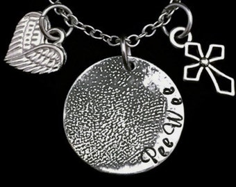 Actual Fingerprint Necklace - Fingerprint Pendant - Fingerprint Jewelry - Thumbprint Urn Pendant - Mothers Day Gift - Custom Print Necklace