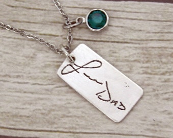 Actual Handwriting Necklace - Handwriting Pendant - Etched Handwriting Jewelry - Signature Jewelry - Mothers Day Gift - Custom Necklace