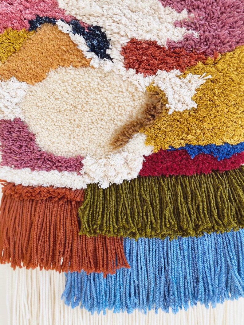 Latch hook wall hanging/ fiber Wall art/ modern wall hanging Etsy